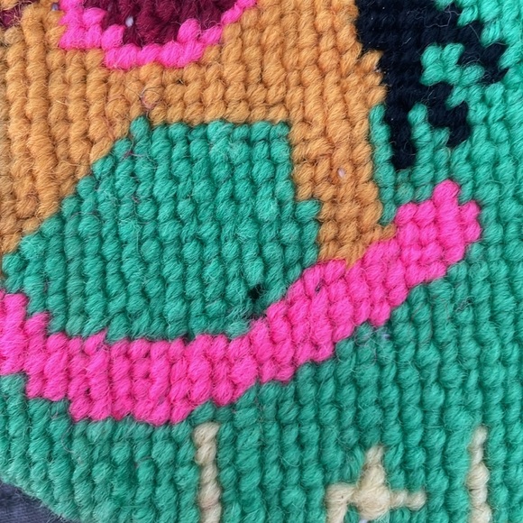 VINTAGE 70s Handmade Christmas stocking needlepoint signed cowboy puppy horse - Picture 8 of 10